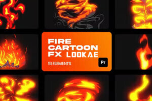 PR脚本-51组手绘动漫卡通火焰燃烧爆炸MG动画预设 Fire Cartoon VFX for Premiere Pro