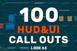 PR模板-100种数码科技感图形线条呼出文字标题动画 HUD UI Call Outs
