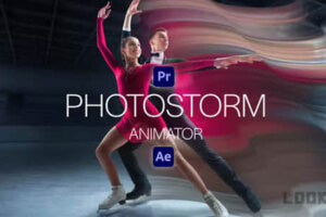 AE/PR模板-图像拖尾流动视觉特效动画 PhotoStorm Animator