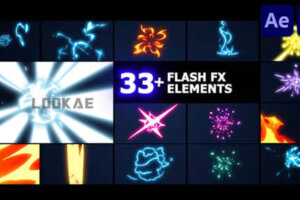 AE/PR模板-33组动漫卡通二维能量火焰电流爆炸MG动画 Flash FX Elements Pack