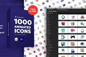 PR扩展-1000个创意社交媒体网络商品建筑体育交通天气食品MG图标动画 PremiumBuilder Animated Icons
