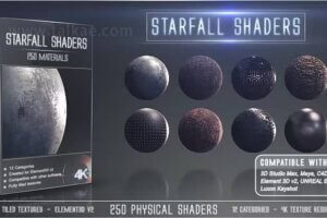 Starfall Shaders 250种金属玻璃布料石头塑料纹理材质贴图E3D材质贴图