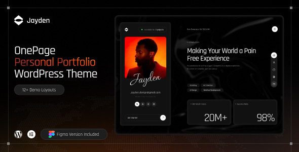 Jayden v1.9 官方个人Portfolio WordPress主题 独家汉化版