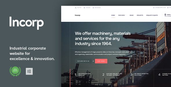 Incorp v1.2 工业与工厂企业 WordPress 主题 官方汉化版