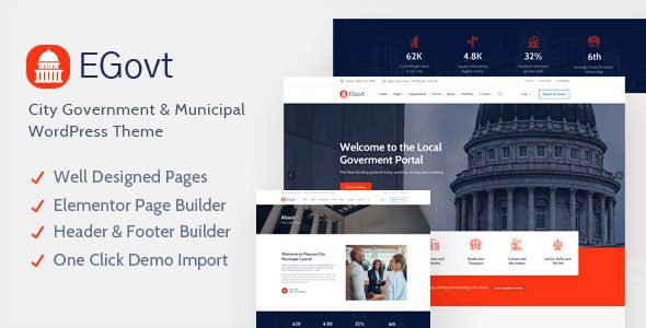 <span class="bbh-title-badge" style="background:#28a745">亲测</span> EGovt v1.6.7 – Professional Municipal Government WordPress Theme (Chinese Localized Version)