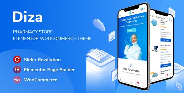Diza v1.3.18 汉化版 – 专业药店 Elementor WooCommerce 主题