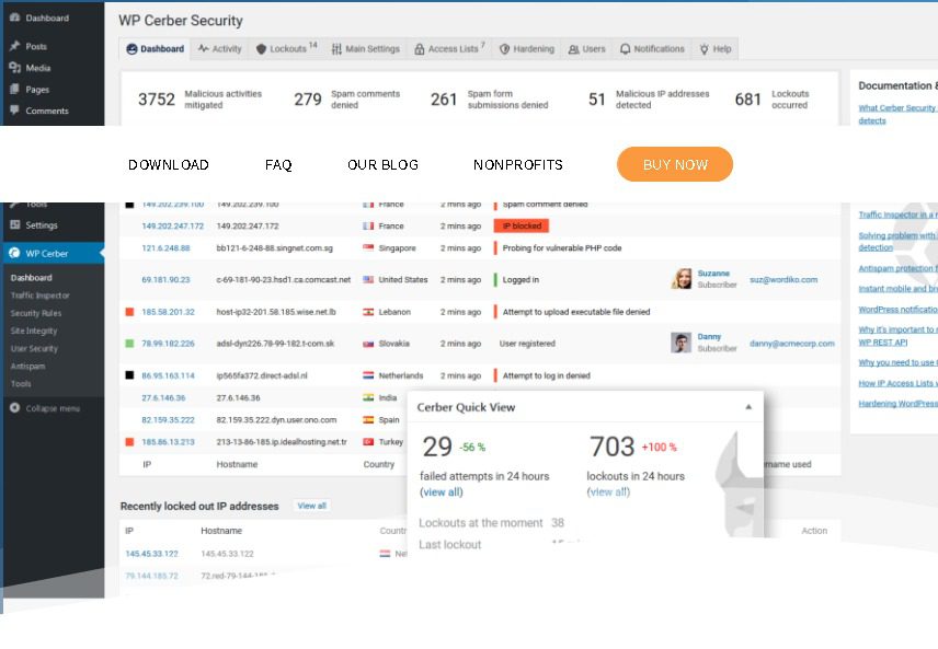 WP Cerber Security Pro v9.7.4 – 必备WordPress安全插件（反垃圾邮件+恶意软件扫描）