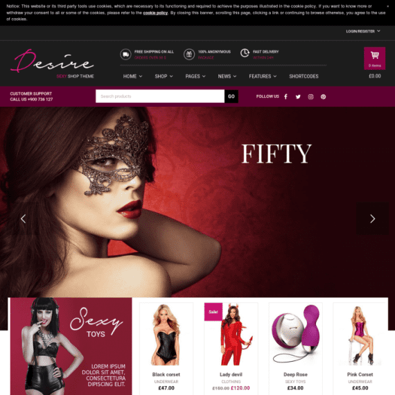 YITH Desire Sexy Shop WordPress Theme 1.2.8 官方性感商店主题汉化版