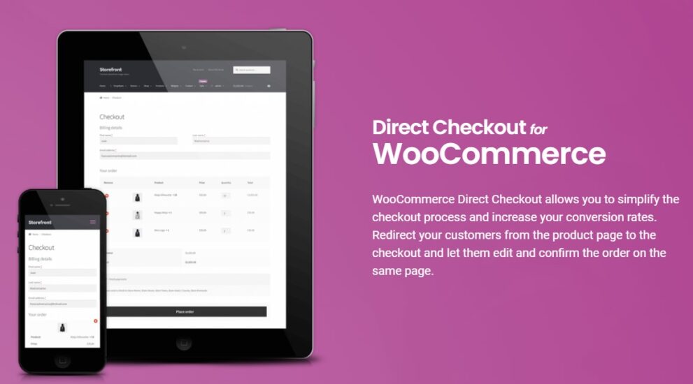 Direct Checkout for WooCommerce Premium插件后台设置界面截图，展示一键跳过购物车直接结账的配置选项