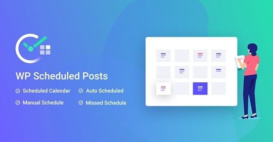 SchedulePress Pro后台编辑日历界面截图,展示拖拽调整文章发布日期的操作面板和月度视图布局