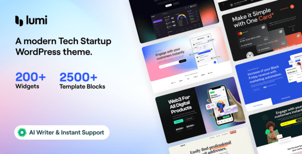 Lumi v3.4.1 Ultimate Tech Startup WordPress Theme – Professional Modern Layout
