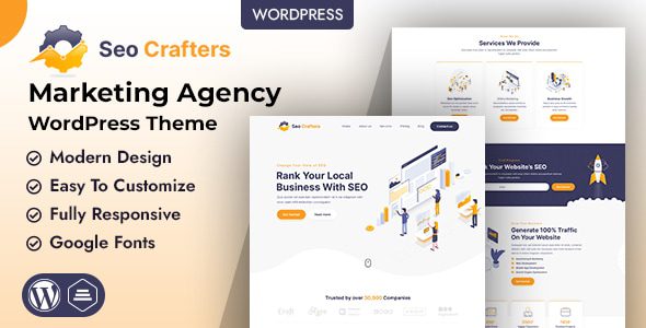 SEO Crafters v1.0 – Exclusive WordPress Theme for Marketing Agencies (Latest Version)