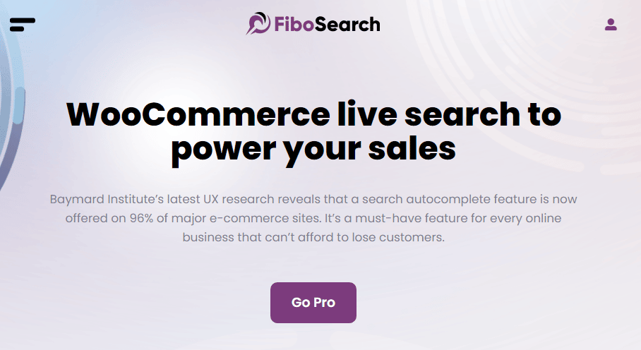 Screenshot of FiboSearch Pro WooCommerce search plugin backend settings interface, showing AJAX real-time search configuration options