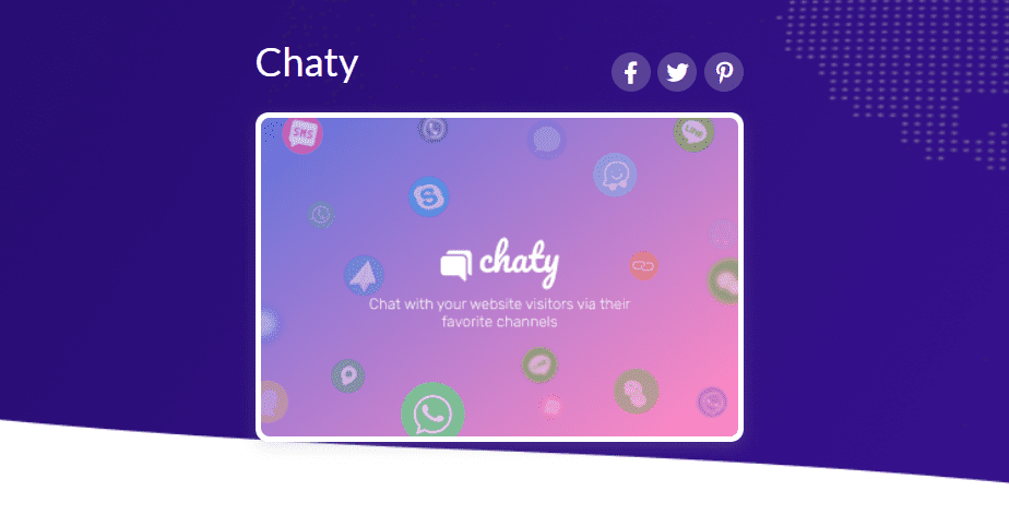 Chaty Pro WordPress chat plugin front-end display showing a floating chat button with multiple social channel icons in the bottom right corner of the website