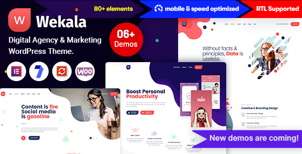 Wekala Digital Agency Marketing WordPress Theme – Official Full Version, Essential